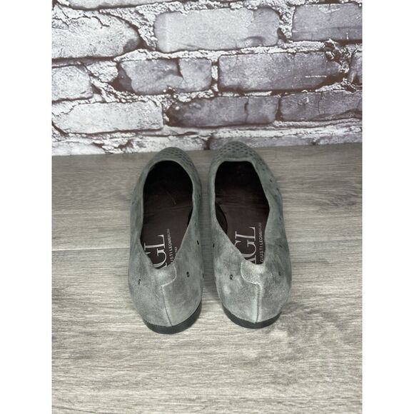 AGL Grommet Gray Suede Leather Studded Pointed Toe Flats Women’s Sz 38EU/7.5M US - Picture 5 of 16